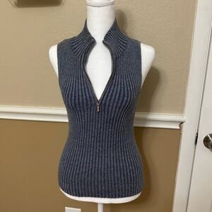 90s Knit Zip Front Top